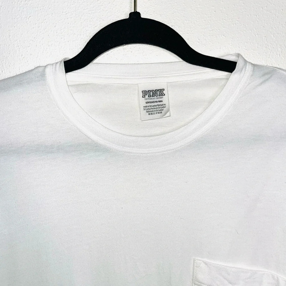 PINK Victoria’s Secret Campus Tee White Rainbow Sequin Icon Sleeve Small Women’s - Picture 2 of 13